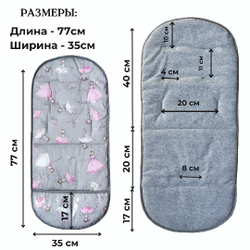 Матрасик в коляску с подножкой из ПВХ пленки серый балерины