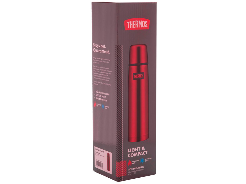 Термос для напитков THERMOS FBB-1000 Red 1L, нержавеющая сталь, клапан, крышка-чашка, красный