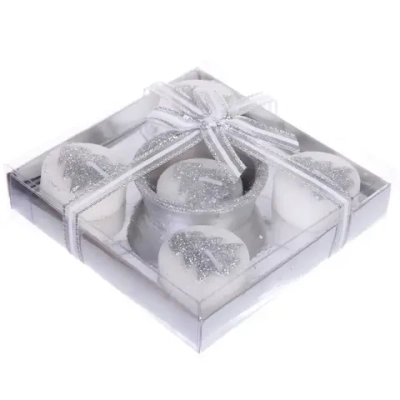 Свечи новогодние «Ель» 11.5*11.5*3 см (набор 5шт), Серебро