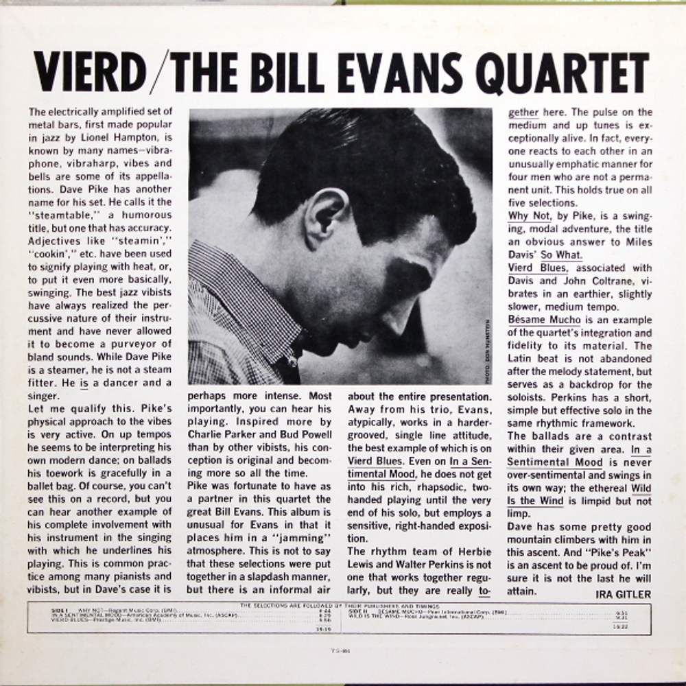 The Bill Evans Quartet / Vierd Blues (LP)