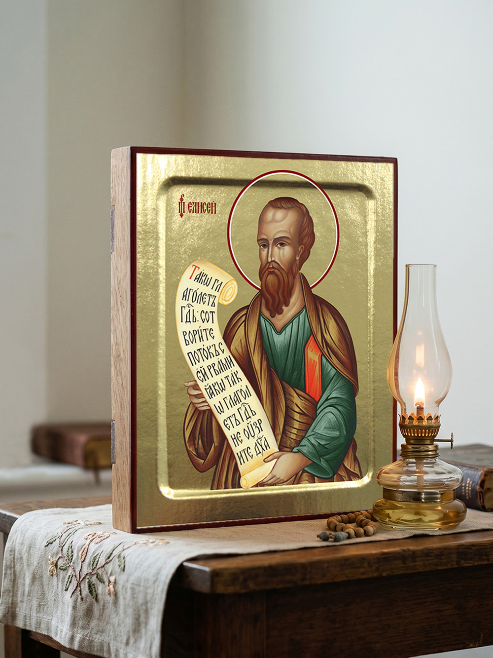 Икона Елисея, пророка на дереве: 125 х 160 (Синопсисъ)