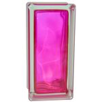 Стеклоблок Vitrablok Половинка Малиновый Волна 19x9x8 - окрашенный внутри