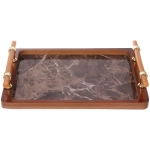 Поднос для завтрака «SHEF» 30*20*5см с пластиковыми ручками, темный мрамор