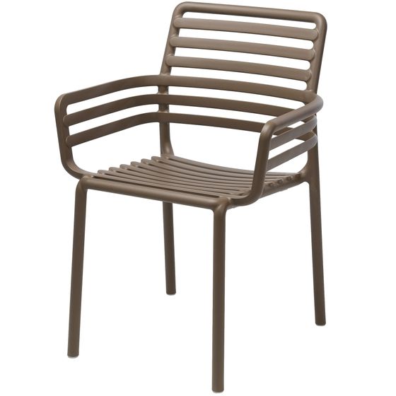 Темно-коричневый пластиковый стул с подлоктниками Doga | Nardi | Италия
