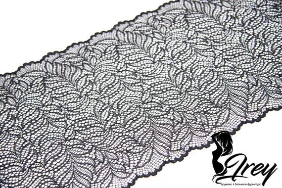 03-82 Кружево эластичное 22 см, черный 170