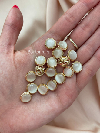 Пуговицы золото белая (серая перламутровая) луна на скрытой ножке