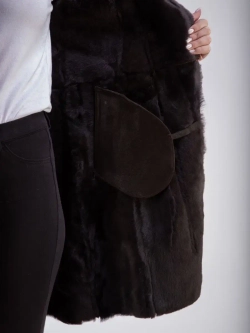 Дубленка женская натуральная длинная с капюшоном Турция