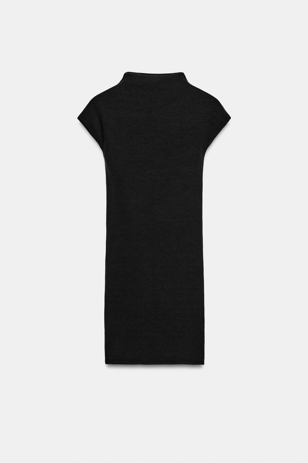 ZARA КОРОТКОЕ ПЛАТЬЕ С ВОРОТНИКОМ-СТОЙКОЙ, ЧЕРНЫЙ