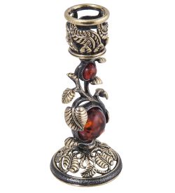 Народные промыслы AM-4037 Подсвечник «Лоза» (латунь, янтарь)