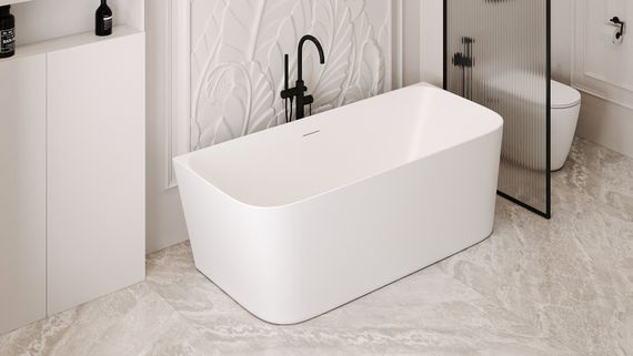 Ванна из искусственного камня ABBER Stein AS9617 белая матовая
