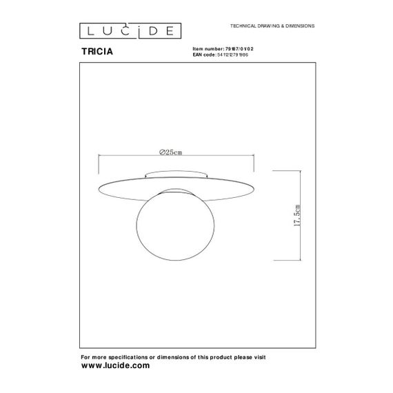 Потолочный светильник Lucide TRICIA 79187/01/02