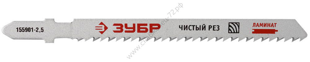 ЗУБР T101BF, T-хвост., Би-металл, по дереву, шаг 2.5мм (10TPI), 75мм, 3шт., Полотно для лобзика (155901-2.5)