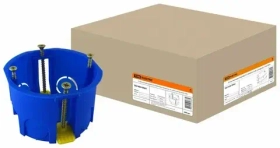 Установочная коробка СП D68х45мм, саморезы, пл. лапки, ГИПС, синяя, IP20, (200шт) TDM SQ1403-0001