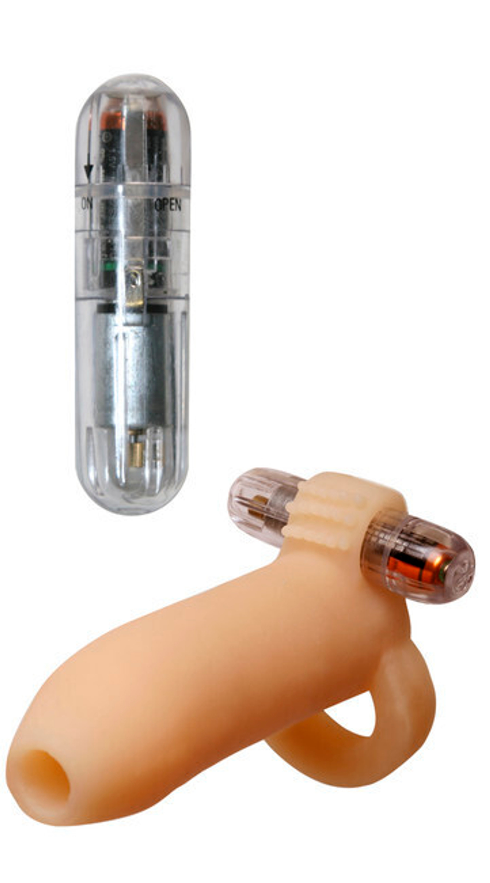 Утолщающая насадка на пенис с вибрацией Ready-4-Action Real Feel Penis Enhancer (Цвет: телесный)