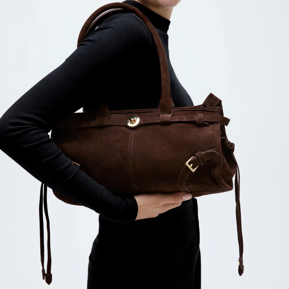 MANC ЗАМШЕВАЯ СУМКА "BABY JANE", ТЕМНО-КОРИЧНЕВЫЙ