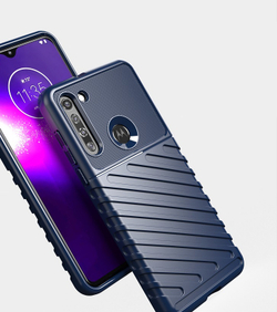 Чехол темно-синего цвета на Motorola G8, противоударный, серия Onyx от Caseport