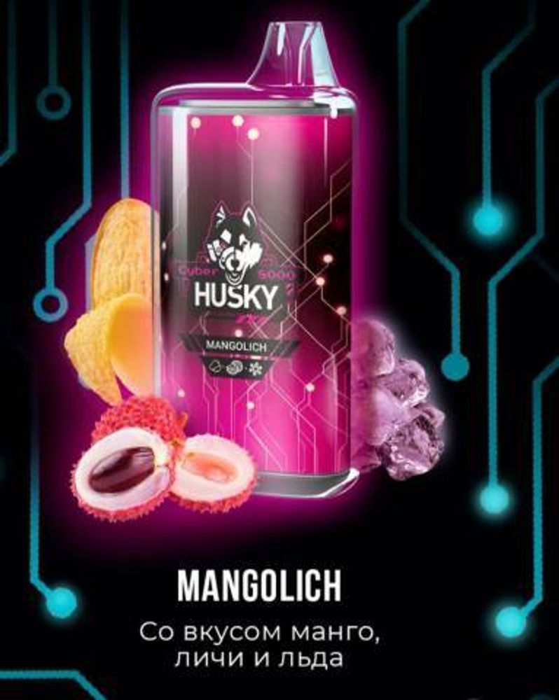 Husky Cyber Mangolich (Манго-личи-лёд) 8000 затяжек 20мг Hard (2% Hard)