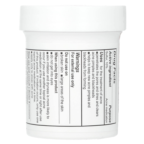 De La Cruz, мазь против акне, с серой (10%), максимальная эффективность, 73,7 г (2,6 унции)