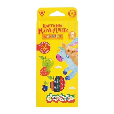 Карандаши 12цв., 3-гран., аромат. (Каляка-маляка)
