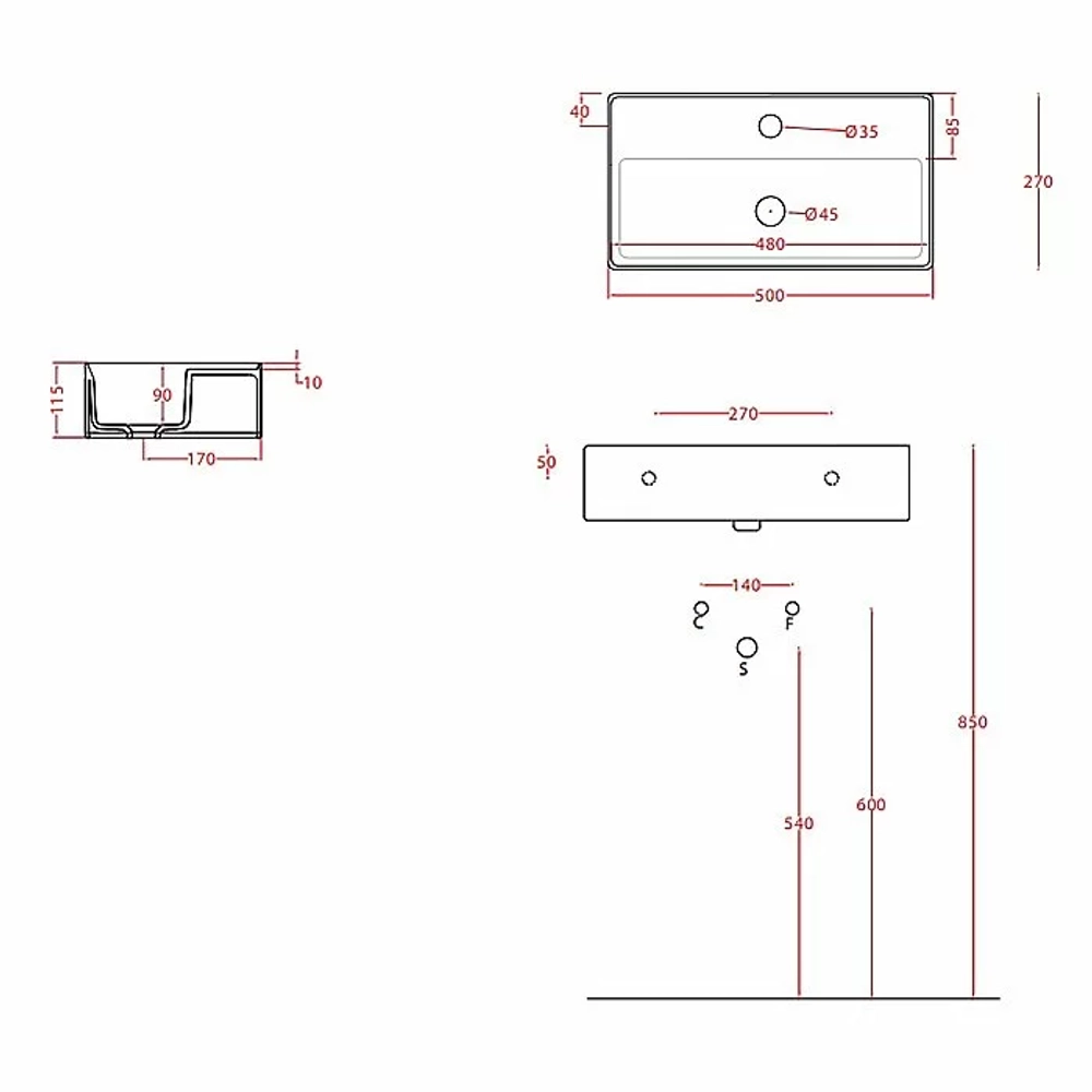 Раковина Artceram Scalino 50 SCL006 01 00 Bianco