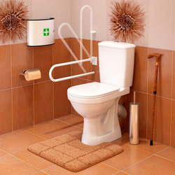 Фото в интерьере унитаз напольный для инвалидов Персона Стандарт с откидным окрашенным поручнем, сиденье полипропилен, белый 42301120012