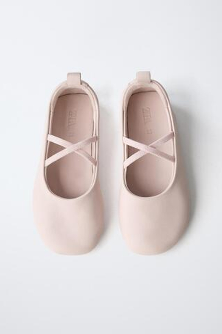 ZARA КОЖАНЫЕ БАЛЕТКИ, РОЗОВЫЙ