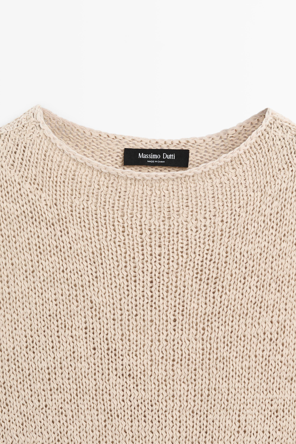 Massimo Dutti Трикотажный топ со льном, бежевый