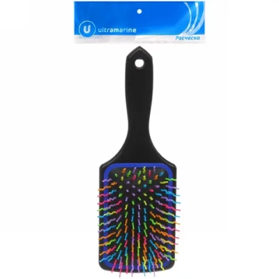 Расческа массажная «Avrora Beauty», прямоугольная, цвет черный, разноцветные зубчики, 23,*8см●