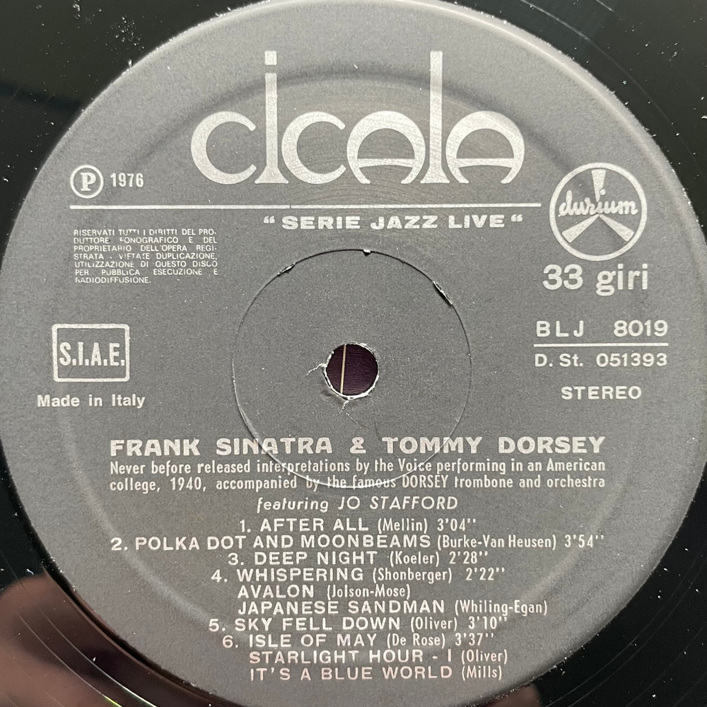Frank Sinatra & Tommy Dorsey ‎– Frank Sinatra & Tommy Dorsey (Италия 1976г.)