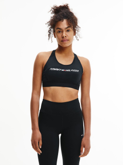 Теннисный бюстгальтер Tommy Hilfiger Mid Intensity Graphic Racer Bra - Black
