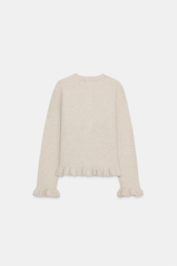 ZARA КАРДИГАН С ВОЛАНАМИ, ПЕСОЧНЫЙ