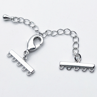 Замок-карабин с разделителями на 5 нитей, цвет серебро, размер карабина 12 мм, размер разделителя 15*5 мм, цена за 1 шт