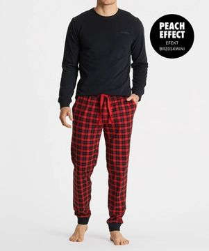 Пижама мужская с длинным рукавом и брюками Atlantic NMP-361/09, темно-синий + красный