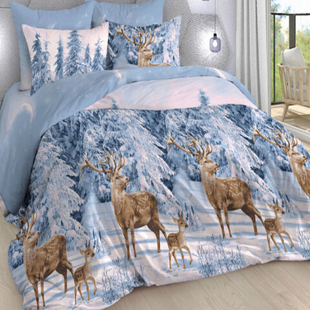 Комплект постельного белья "ВЛ. ЗИМНИЙ ЛЕС", поплин Премиум, 100% хлопок.