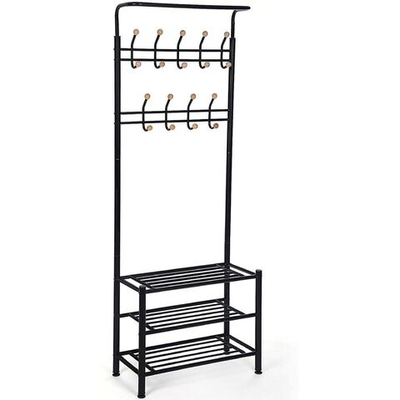 Вешалка напольная 68х35х185 см, Songmics, мет-л, полка для обуви, 40 кг, Лофт, HSR04B, чер