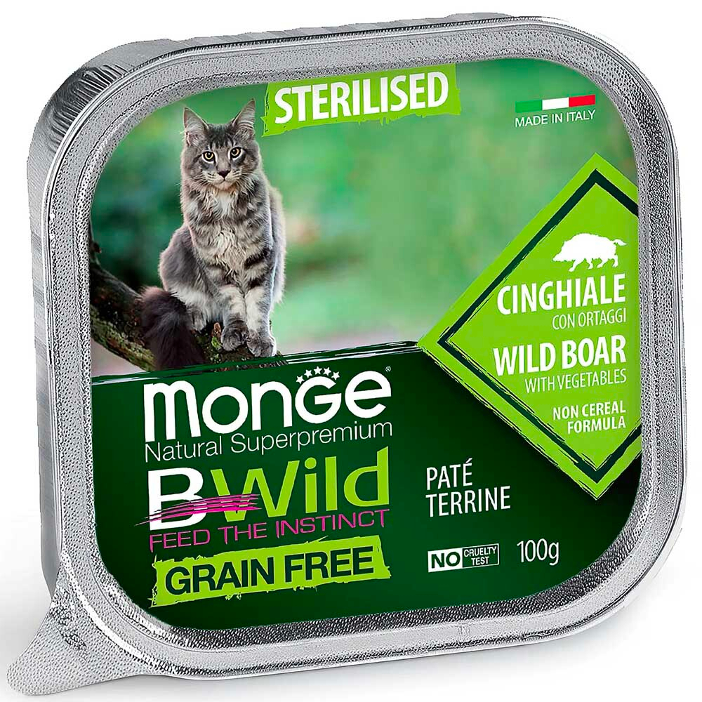 Monge Cat Bwild Sterilised 100 г (кабан с овощами) - беззерновые консервы для стерилизованных кошек