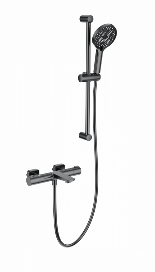 Смеситель для ванны с душевым гарнитуром и термостатом WONZON & WOGHAND, Темный графит (WW-C2021-A-BGG)