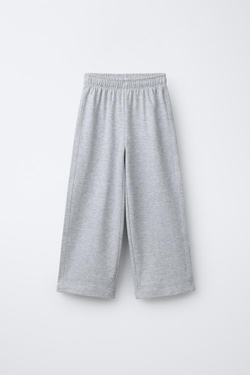 ZARA БРЮКИ WIDE LEG ИЗ ИНТЕРЛОКА, СЕРЫЙ МЕЛАНЖ