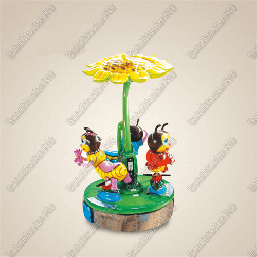 Электрическая Аттракцион карусель «Три пчёлки под цветком», 1,2×1,2×2,4 м
