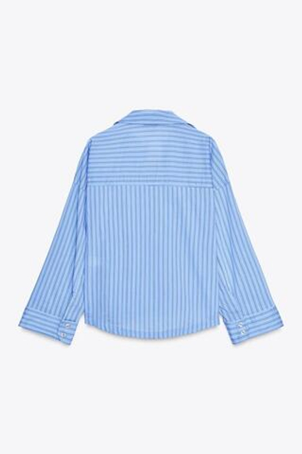 ZARA ПОПЛИНОВАЯ РУБАШКА В ПОЛОСКУ, ЭКРЮ/КРАСНЫЙ