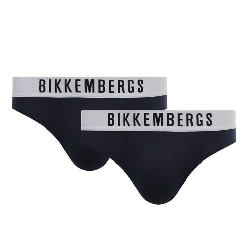Мужские трусы брифы синие набор 2 в 1 Bikkembergs ELEGANCE BKK1USP10BI/2