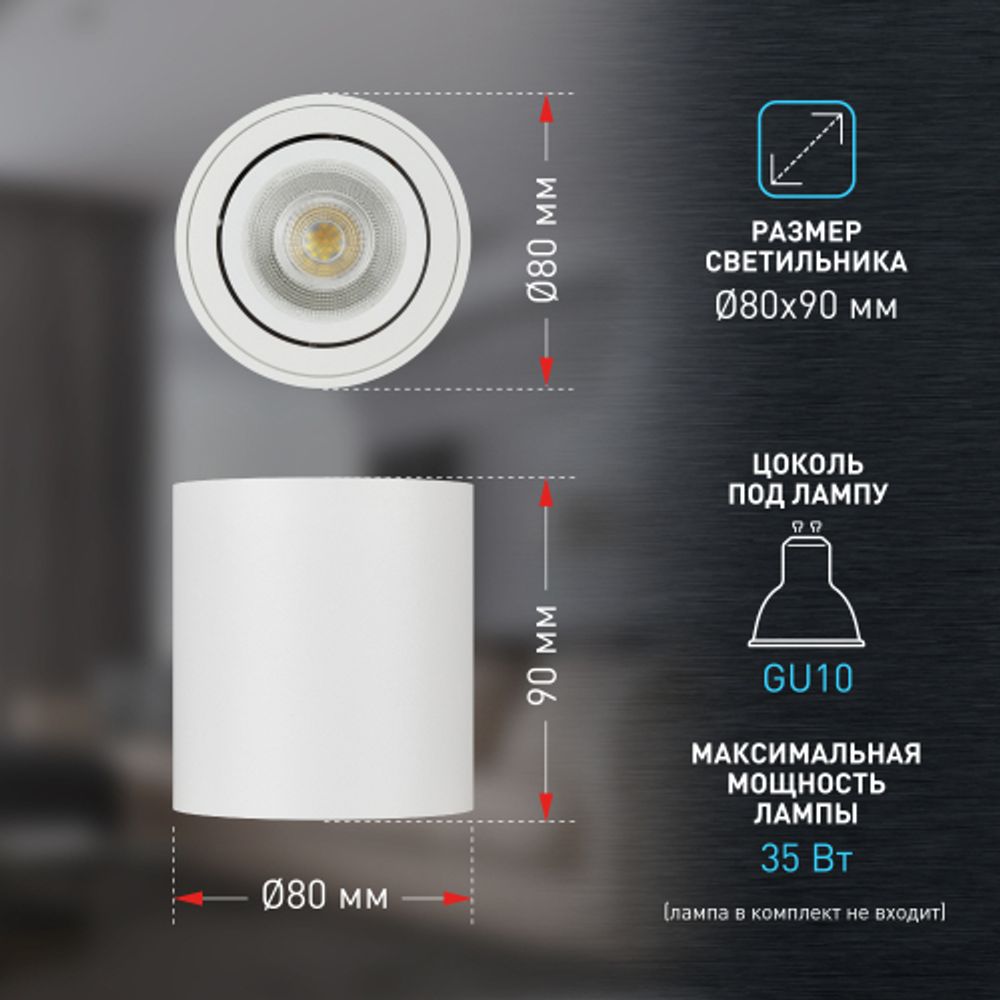 Светильник настенно-потолочный спот ЭРА OL21 WH MR16/GU10, белый, поворотный