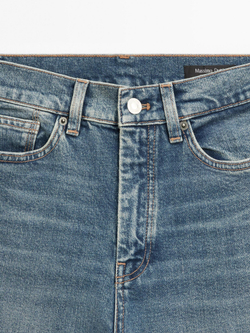 Massimo Dutti Расклешенные джинсы с высокой посадкой, голубой