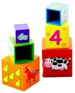 Пирамидка-кубики, 6 разноцветных стаканчиков-кубиков