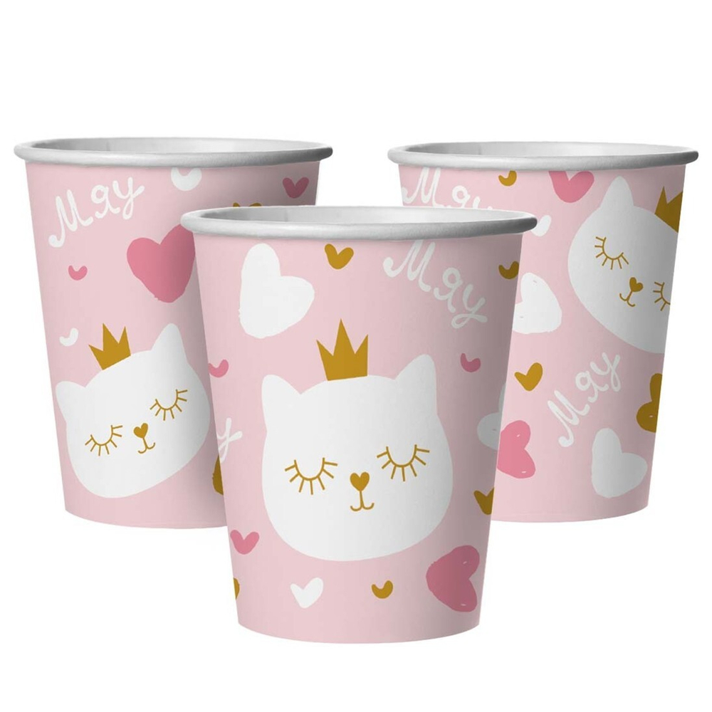 Стаканы бумажные «Котенок принцесса», 250 мл, 6 шт