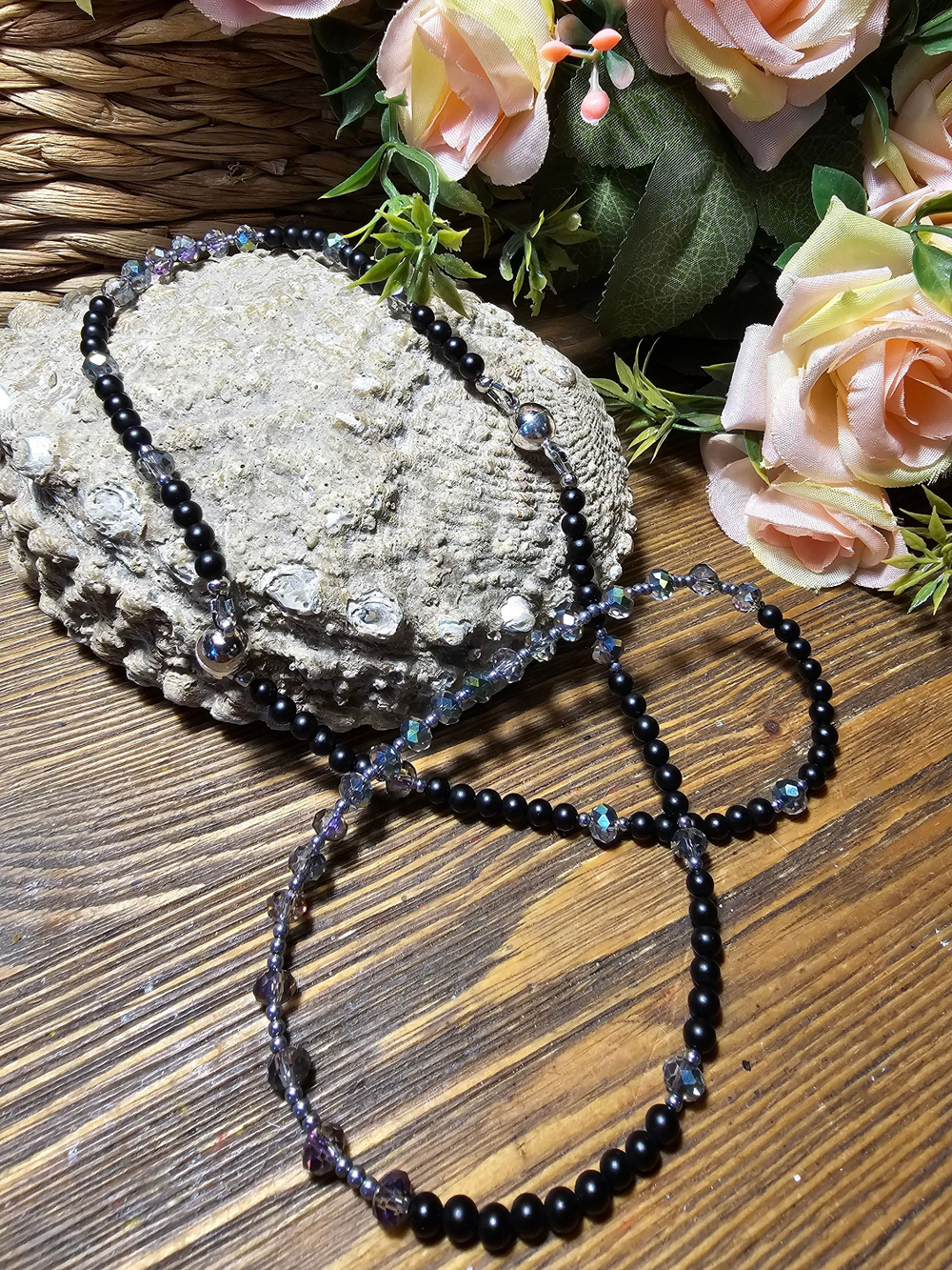 Колье ручной работы из Агата и хрусталя "Хрустальный"