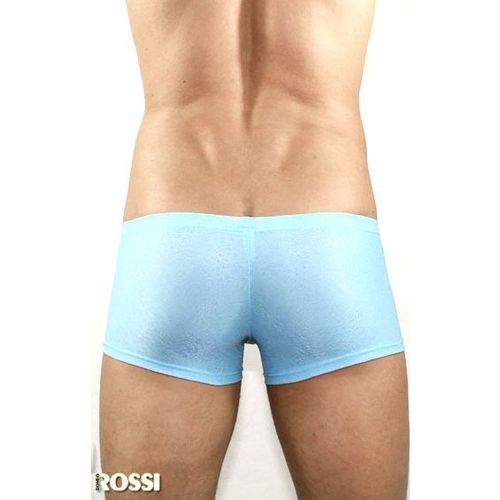 Мужские трусы боксеры голубые с узорчатой сеткой в виде роз Romeo Rossi Blue Rose Boxer RR00209