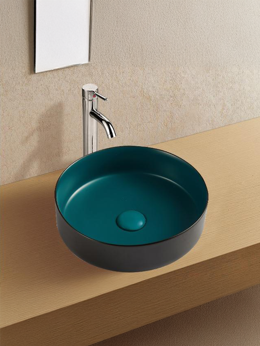 Раковина накладная (черная зеленая) WeltWasser WW  ELBACH M3134 BBG 355х355х120