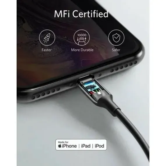 Кабель Anker PowerLine III USB-A - Lightning 1.8 м (A8813H21) белый