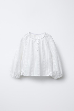 ZARA БЛУЗА С ЦВЕТОЧНОЙ ВЫШИВКОЙ, БЕЛЫЙ